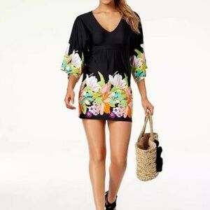 Trina Turk Tunic Swimsuit Cover-Up Black Dress Small